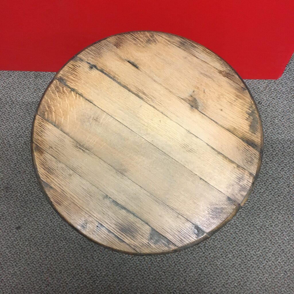 Oak Whisky barrel top coffee table.